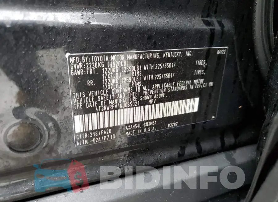 4T3RWRFV1NU065021 Photo# 12