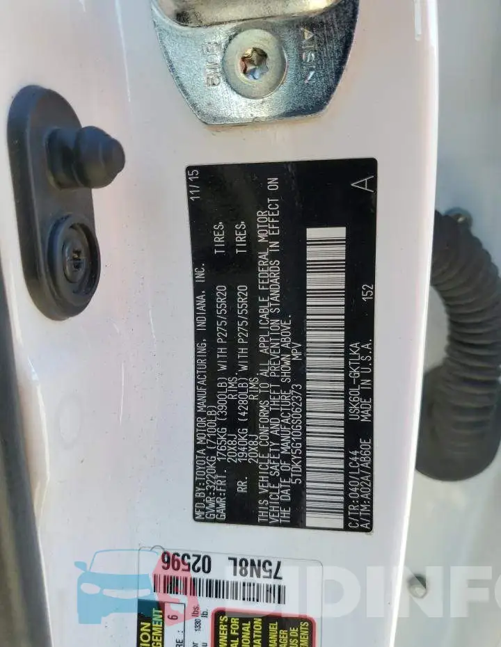 5TDKY5G10GS062373 Photo# 13