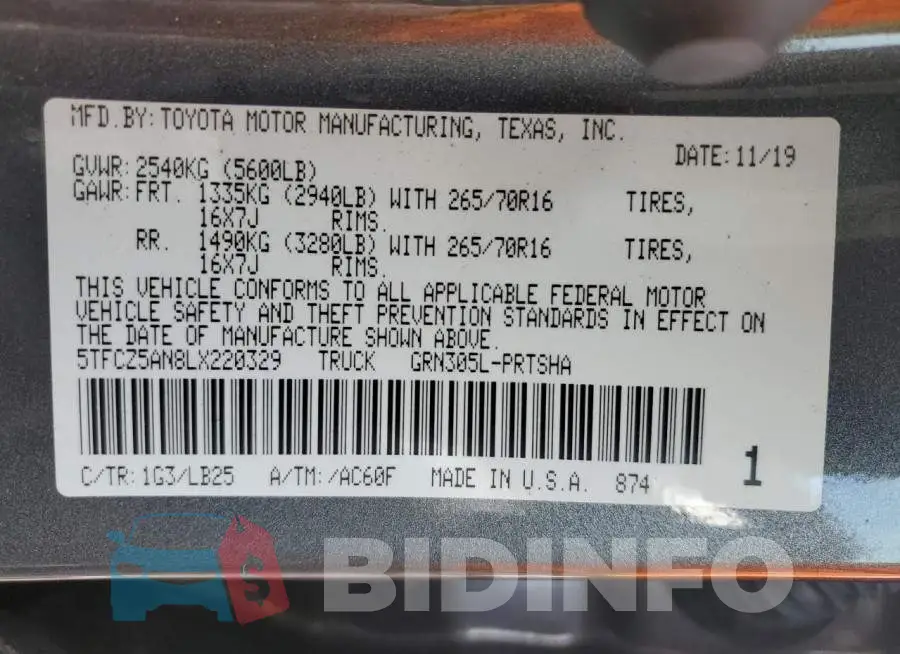 5TFCZ5AN8LX220329 Photo# 12