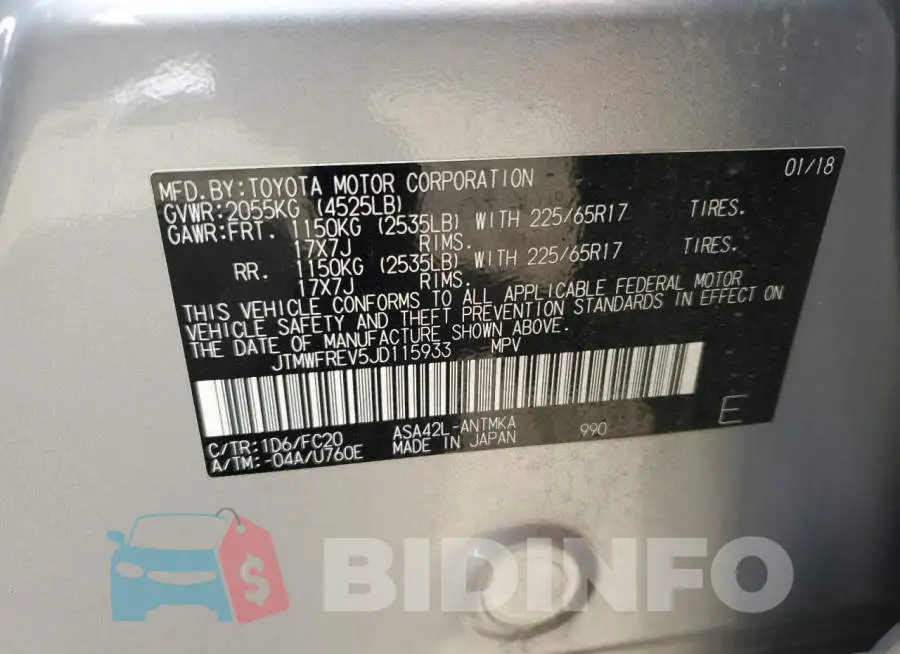 JTMWFREV5JD115933 Photo# 13