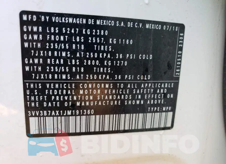 3VV3B7AX1JM191360 Photo# 10