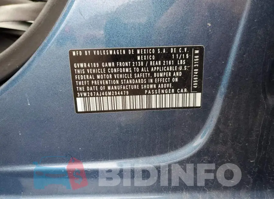 3VW267AJ4GM294479 Photo# 12