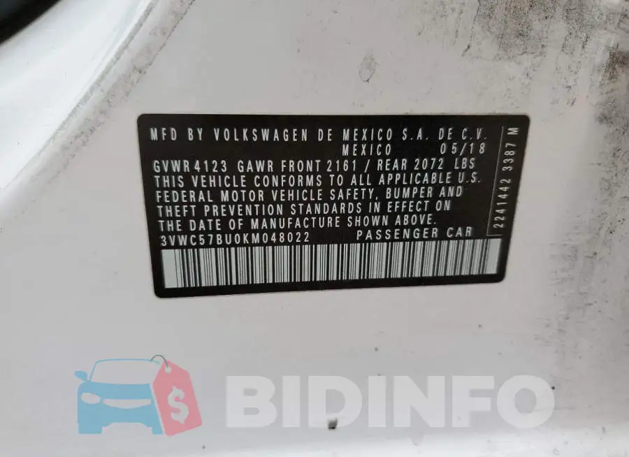 3VWC57BU0KM048022 Photo# 12