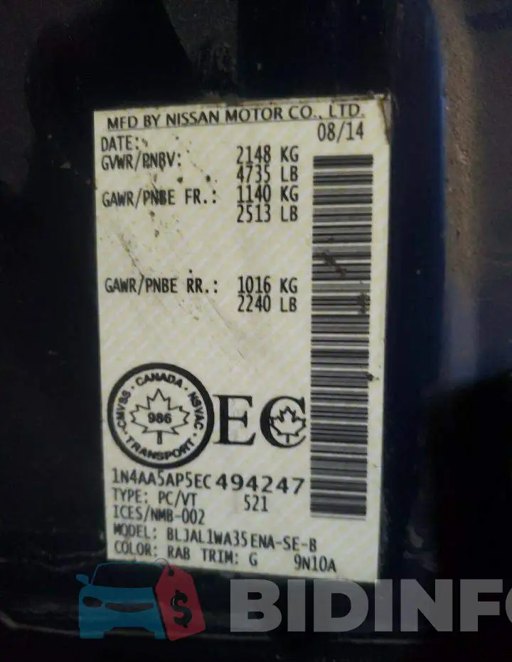 1N4AA5AP5EC494247 Photo# 13