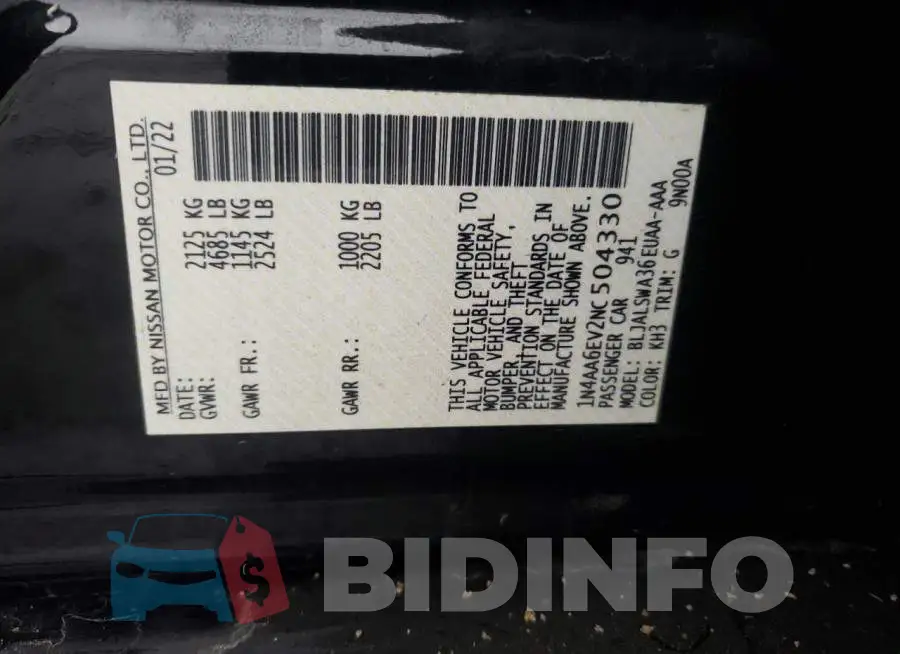 1N4AA6EV2NC504330 Photo# 13