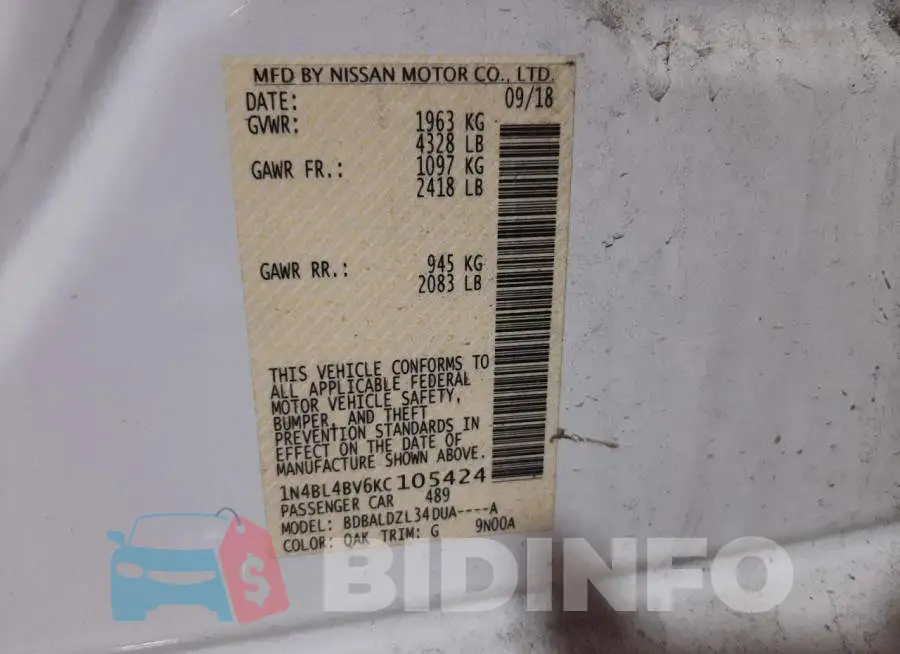 1N4BL4BV6KC105424 Photo# 12