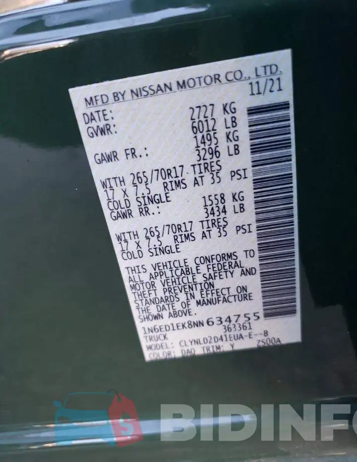 1N6ED1EK8NN634755 Photo# 13
