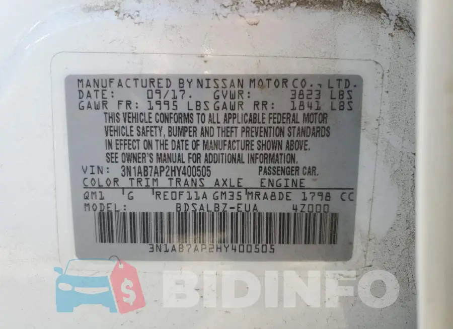 3N1AB7AP2HY400505 Photo# 13