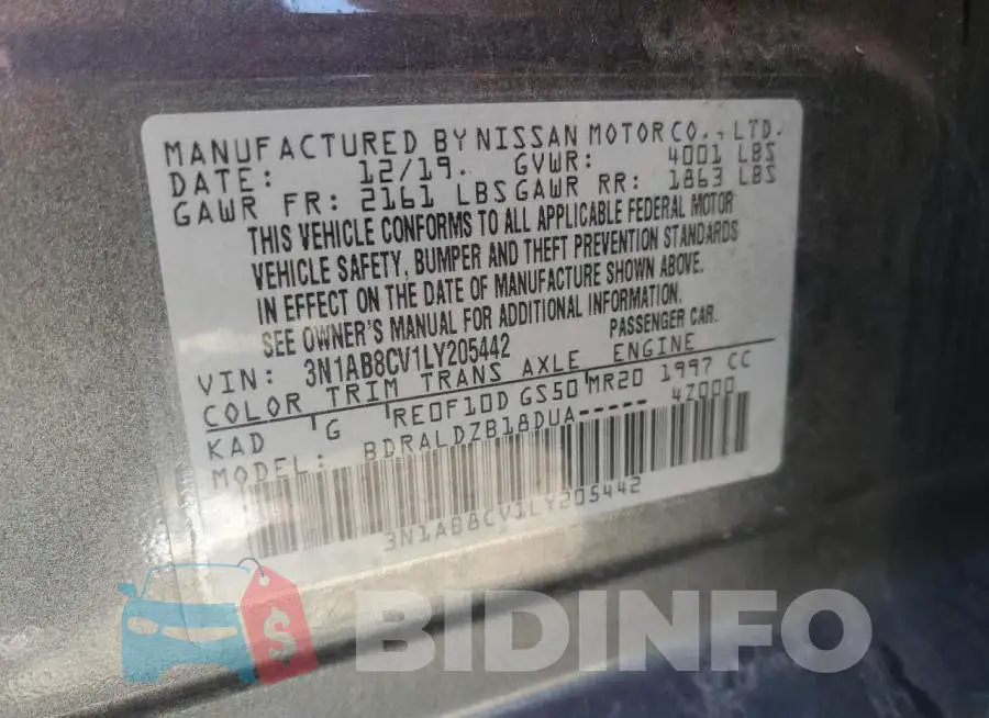 3N1AB8CV1LY205442 Photo# 13