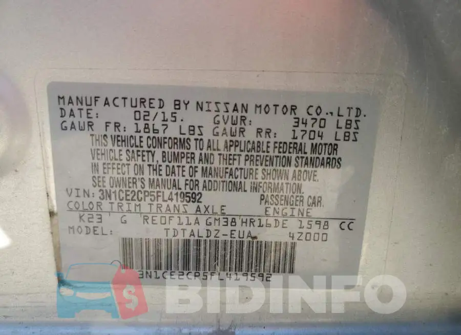 3N1CE2CP5FL419592 Photo# 12