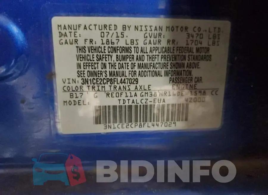 3N1CE2CP8FL447029 Photo# 14