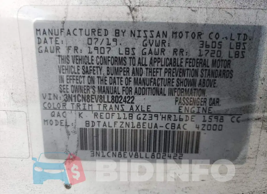 3N1CN8EV8LL802422 Photo# 12