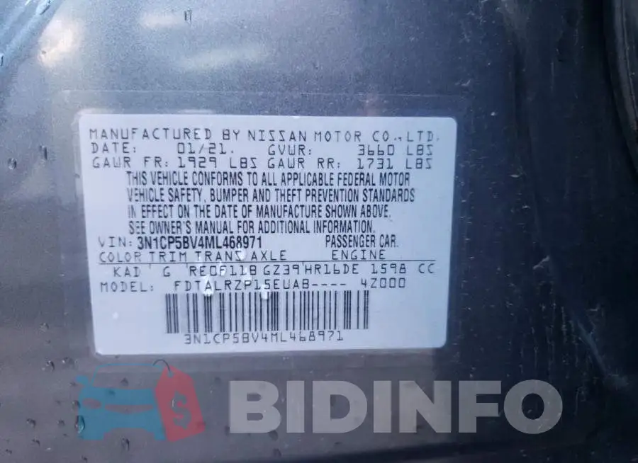 3N1CP5BV4ML468971 Photo# 13
