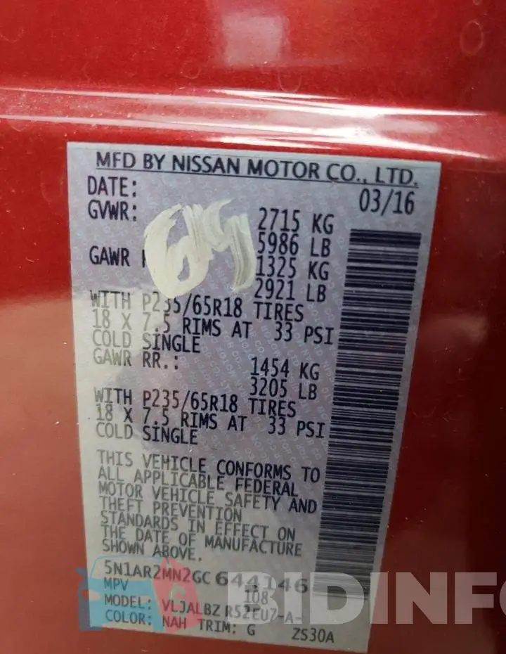 5N1AR2MN2GC644146 Photo# 13