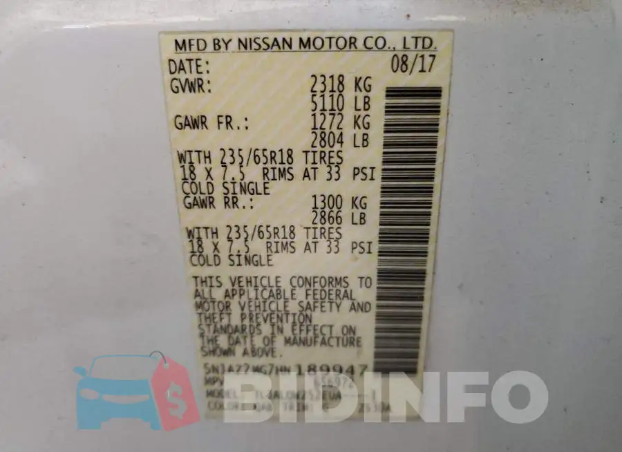 5N1AZ2MG7HN189947 Photo# 10