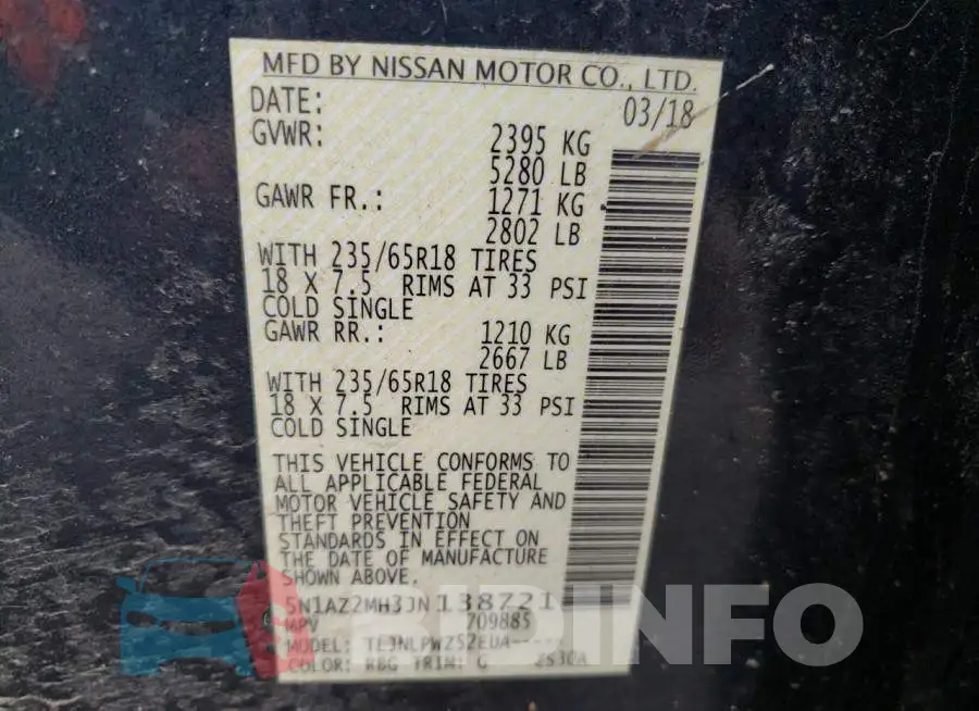 5N1AZ2MH3JN138721 Photo# 14