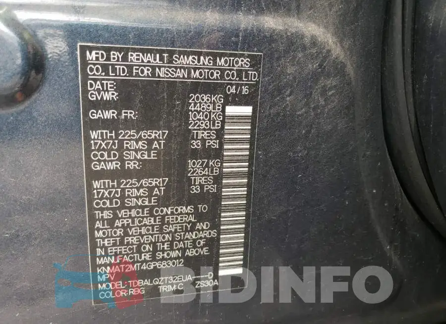 KNMAT2MT4GP683012 Photo# 14