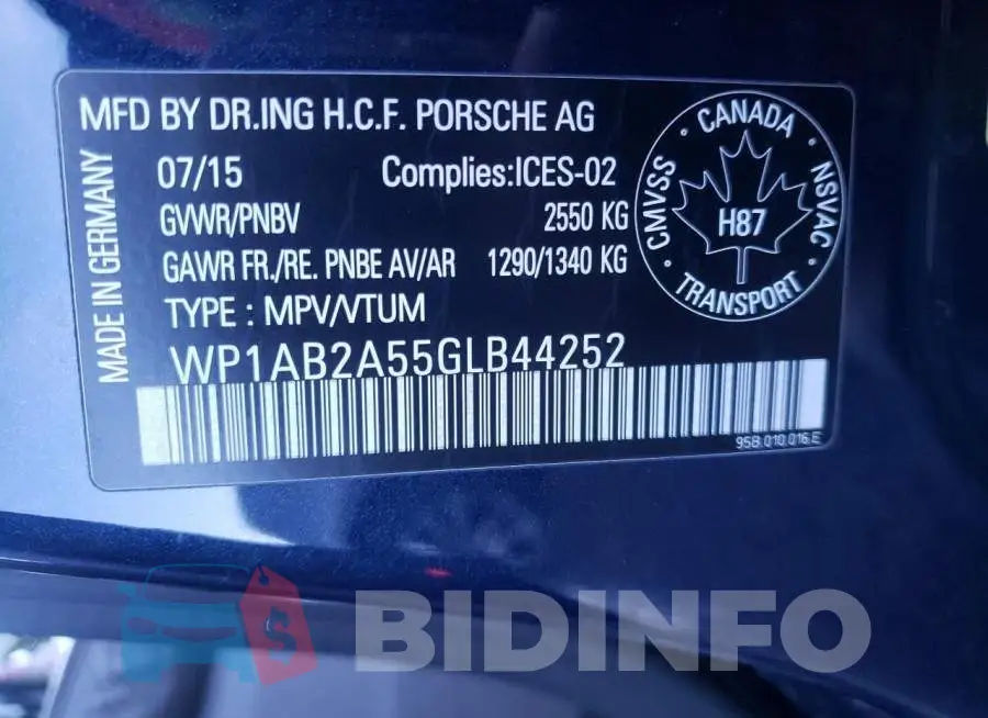 WP1AB2A55GLB44252 Photo# 13