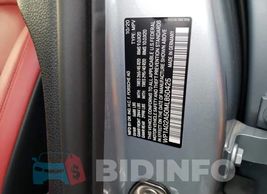WP1AG2A50MLB50425 Photo# 13
