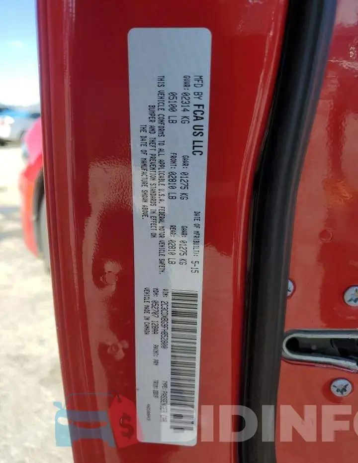 2C3CDXBG9FH852800 Photo# 12