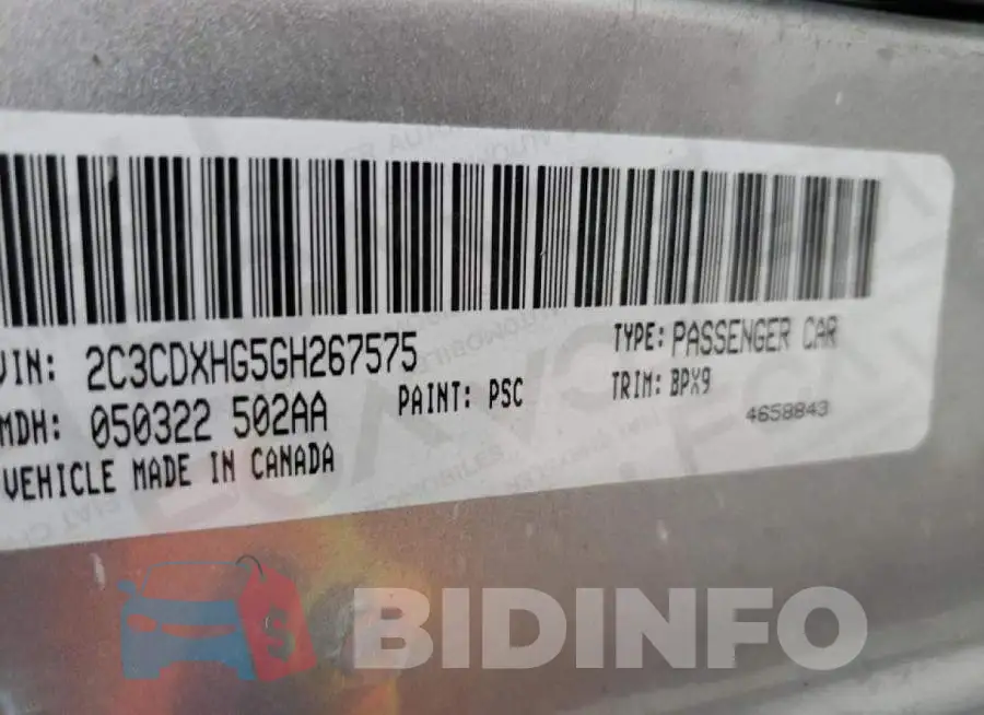 2C3CDXHG5GH267575 Photo# 12