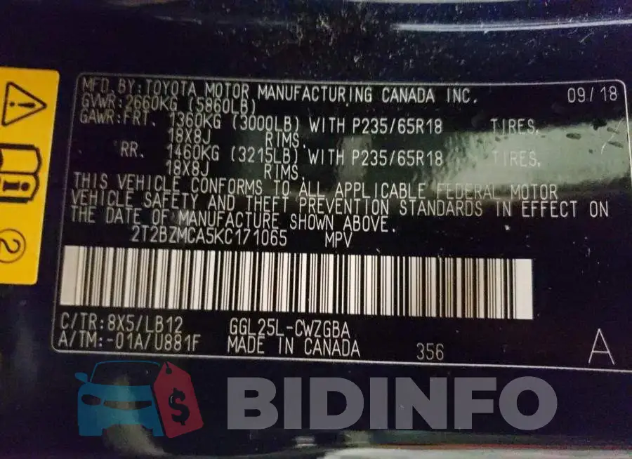 2T2BZMCA5KC171065 Photo# 14