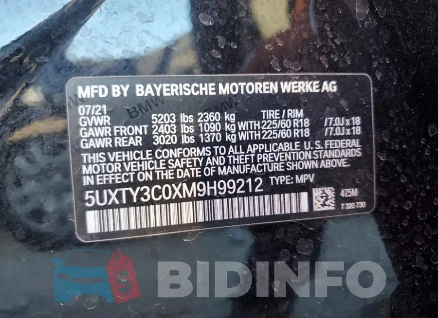 5UXTY3C0XM9H99212 Photo# 13