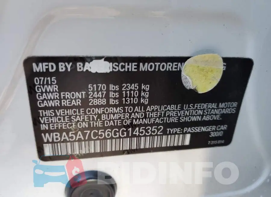 WBA5A7C56GG145352 Photo# 12