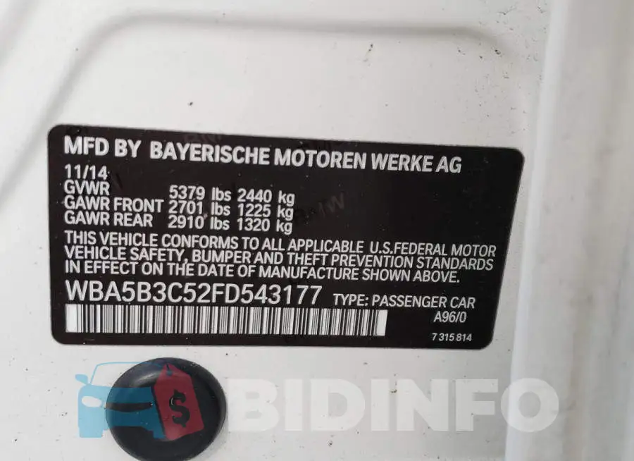 WBA5B3C52FD543177 Photo# 12