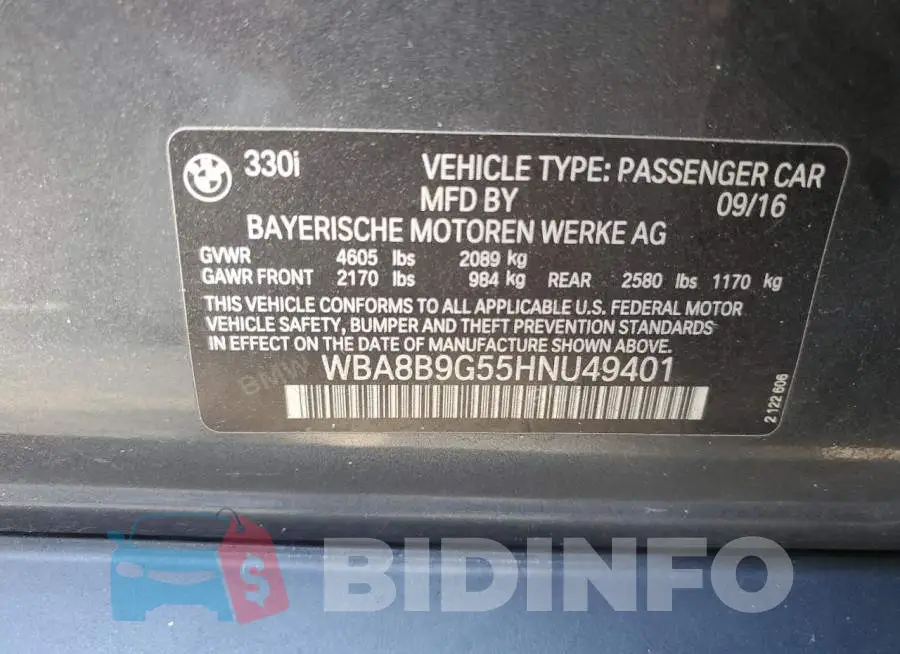 WBA8B9G55HNU49401 Photo# 12