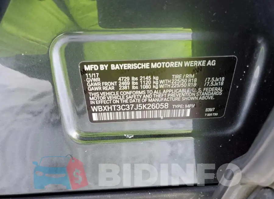 WBXHT3C37J5K26058 Photo# 13