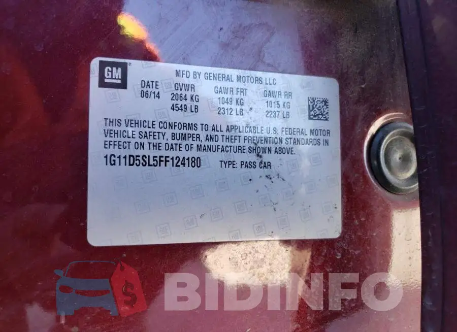1G11D5SL5FF124180 Photo# 12