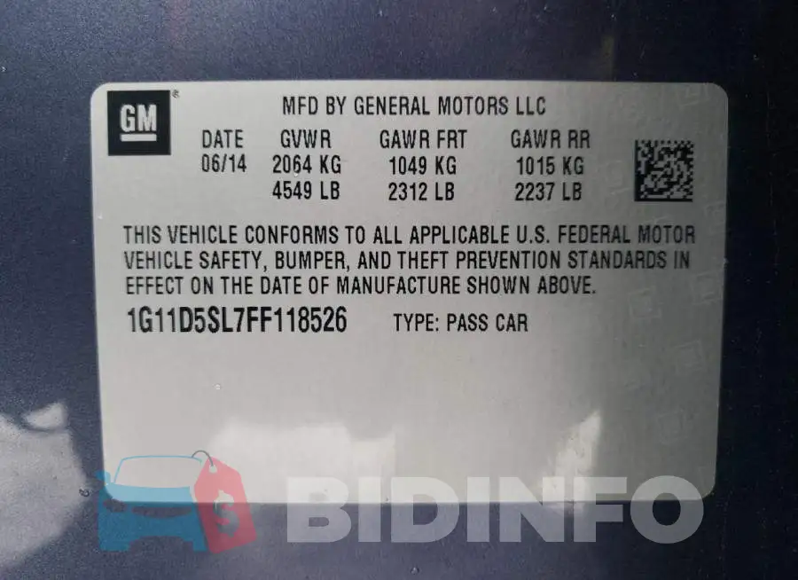 1G11D5SL7FF118526 Photo# 12