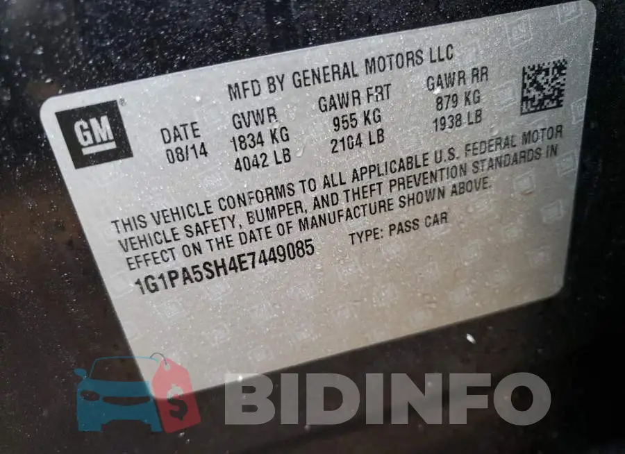 1G1PA5SH4E7449085 Photo# 13