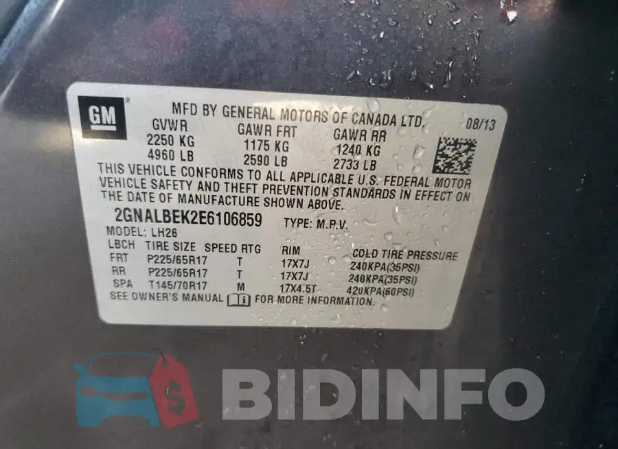 2GNALBEK2E6106859 Photo# 13