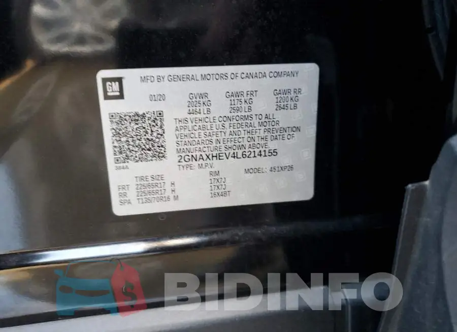 2GNAXHEV4L6214155 Photo# 12