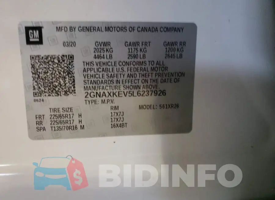2GNAXKEV5L6237926 Photo# 13