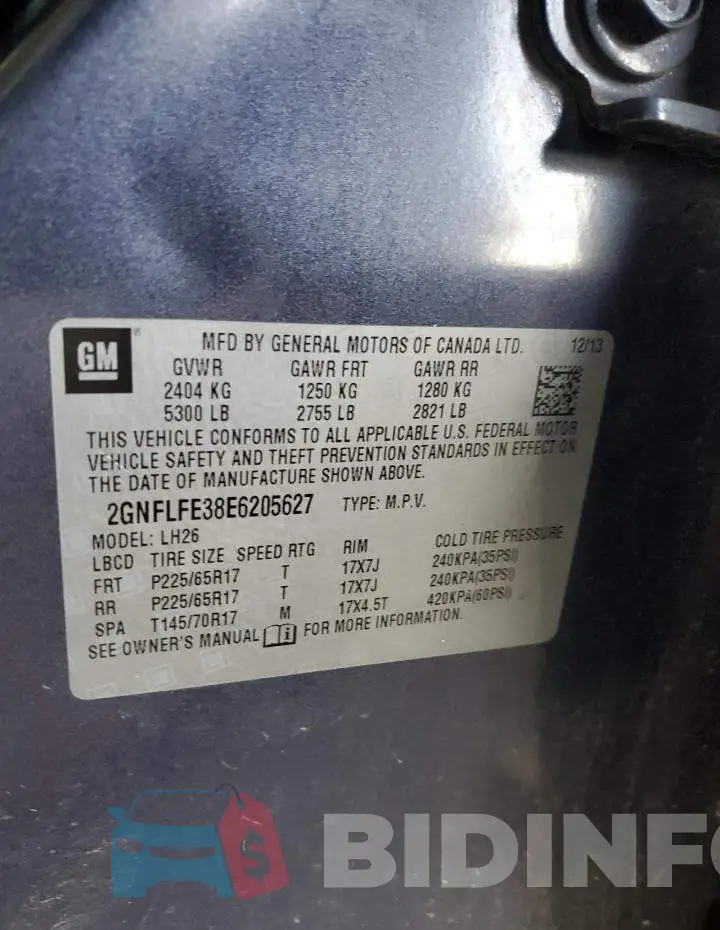 2GNFLFE38E6205627 Photo# 13