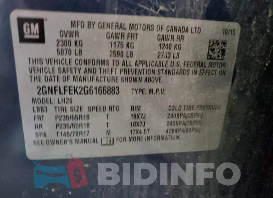 2GNFLFEK2G6166883 Photo# 14
