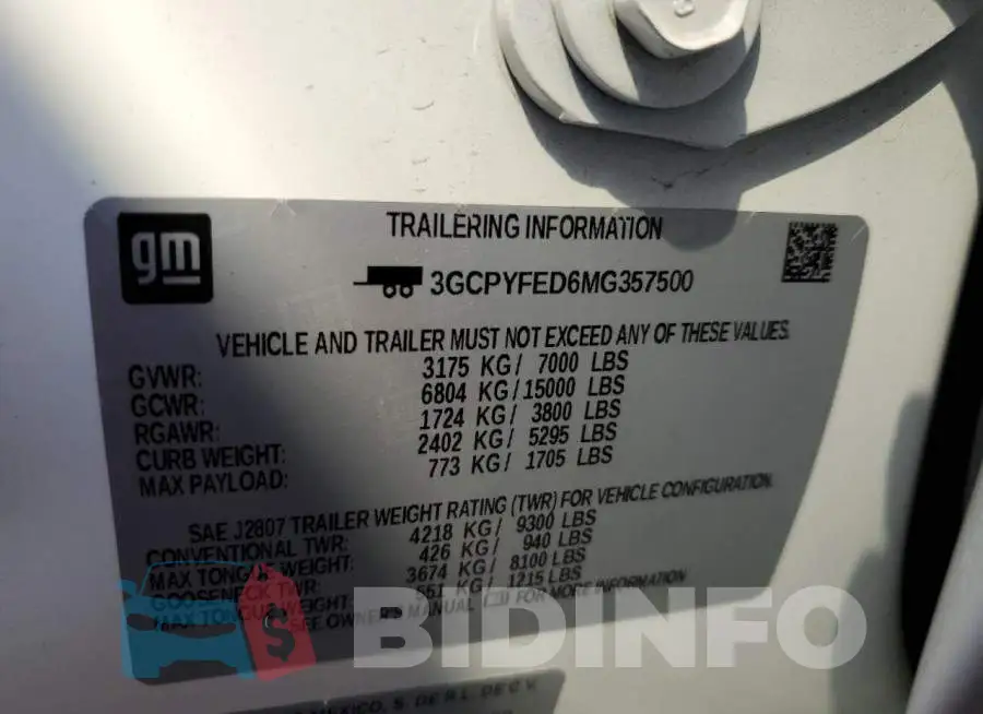3GCPYFED6MG357500 Photo# 12