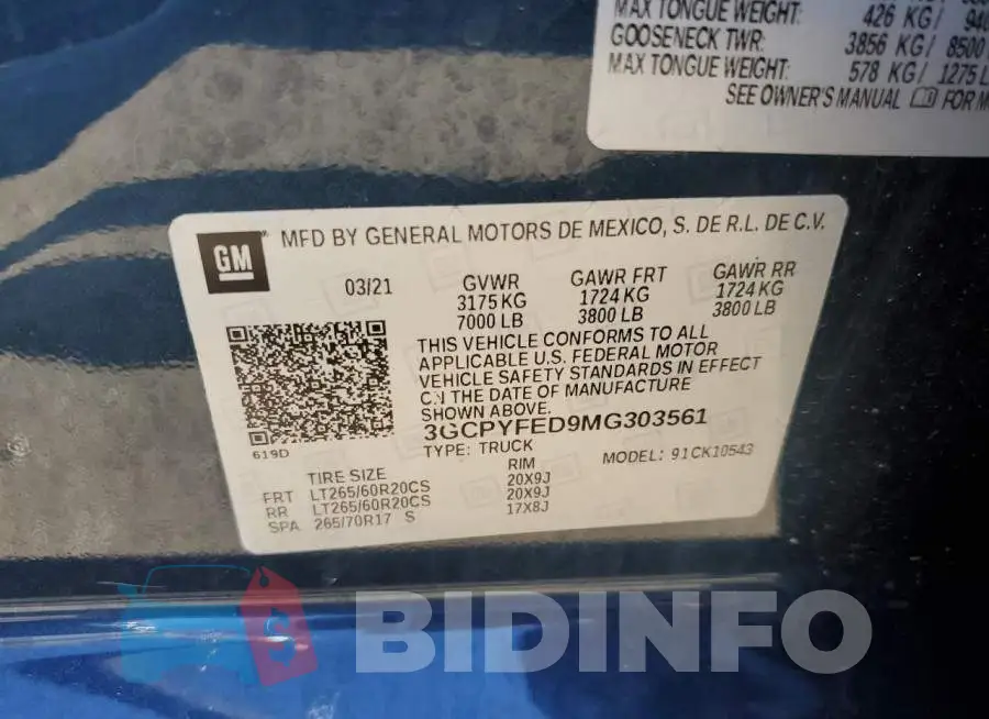 3GCPYFED9MG303561 Photo# 10