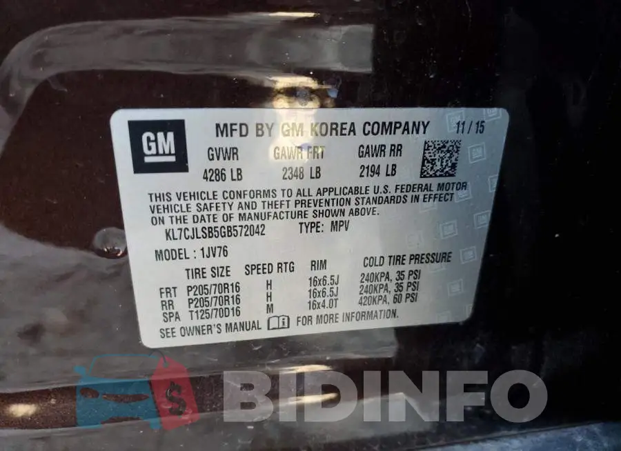 KL7CJLSB5GB572042 Photo# 12
