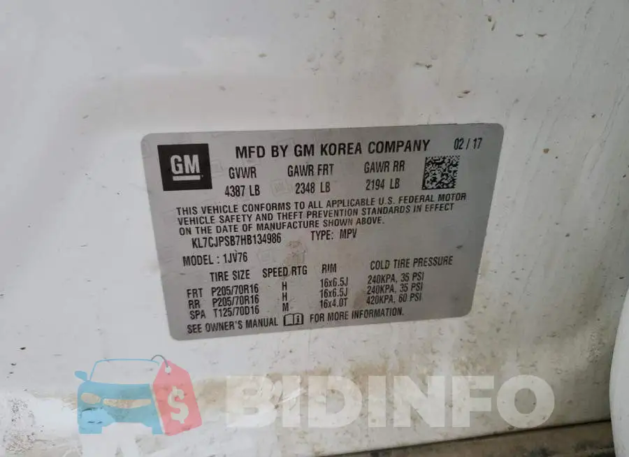 KL7CJPSB7HB134986 Photo# 12