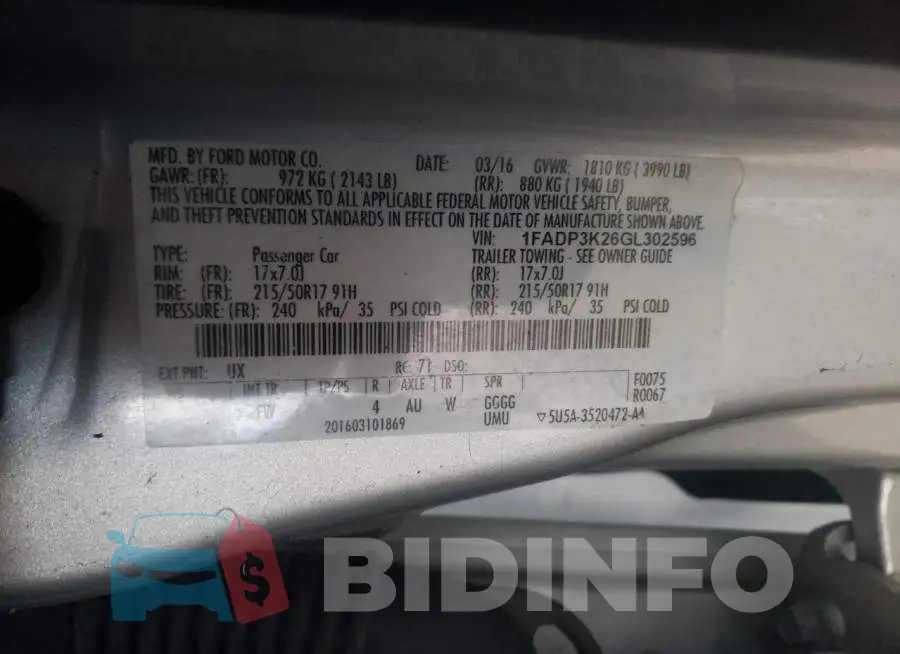 1FADP3K26GL302596 Photo# 12