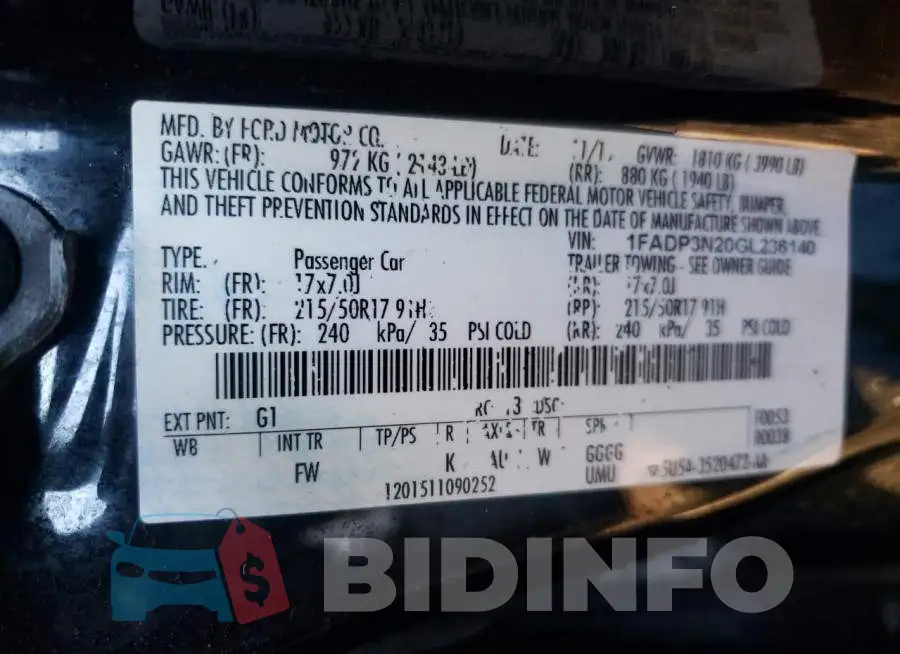 1FADP3N20GL236140 Photo# 12