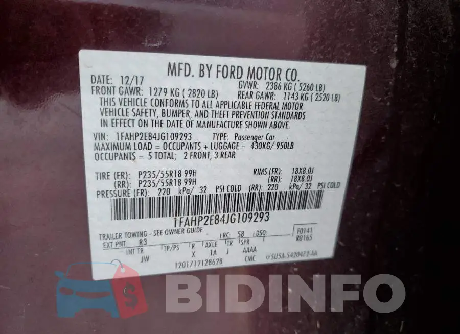 1FAHP2E84JG109293 Photo# 13