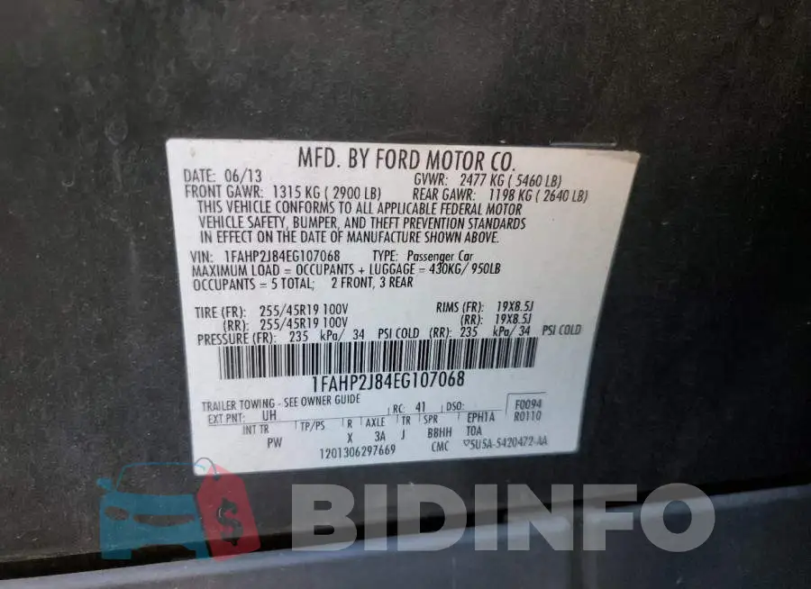 1FAHP2J84EG107068 Photo# 12