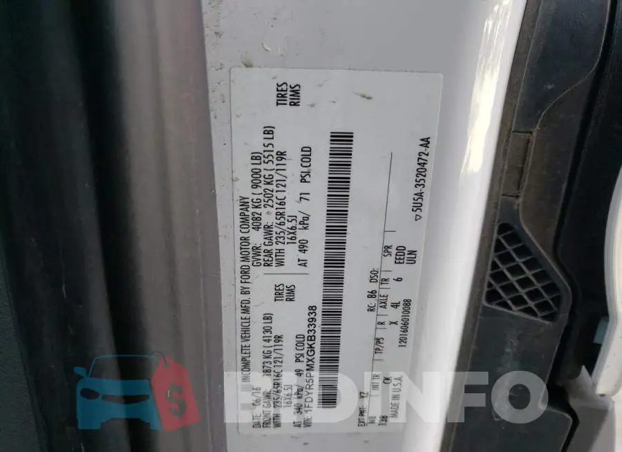 1FDYR5PMXGKB33938 Photo# 13