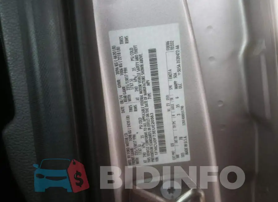 1FMCU0F73EUE20563 Photo# 14