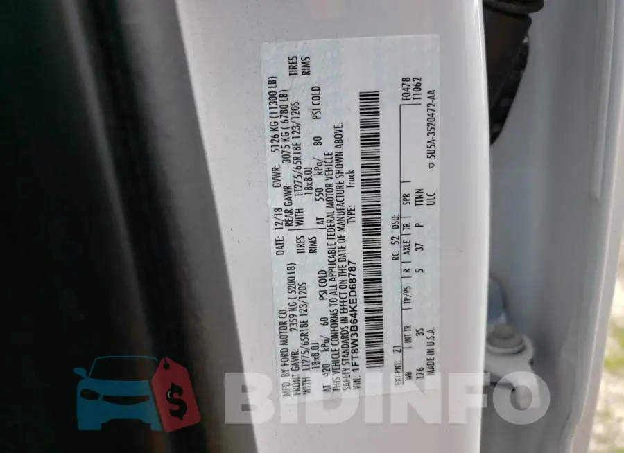 1FT8W3B64KED68787 Photo# 12